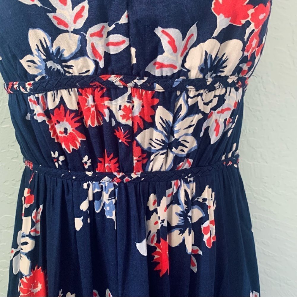 Japna Navy Blue Hawaiian Floral Print Maxi Dress Size XS - Picture 4 of 8